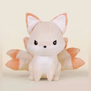 Bellzi Kitt Fox Plush – Large Nine-Tailed Kitsune Stuffed Animal – Cream/Orange